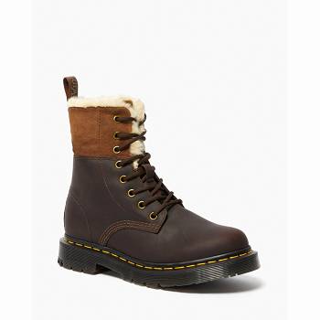 Dr Martens Női 1460 Dm's Wintergrip Faux Fur Lined Bakancs Barna